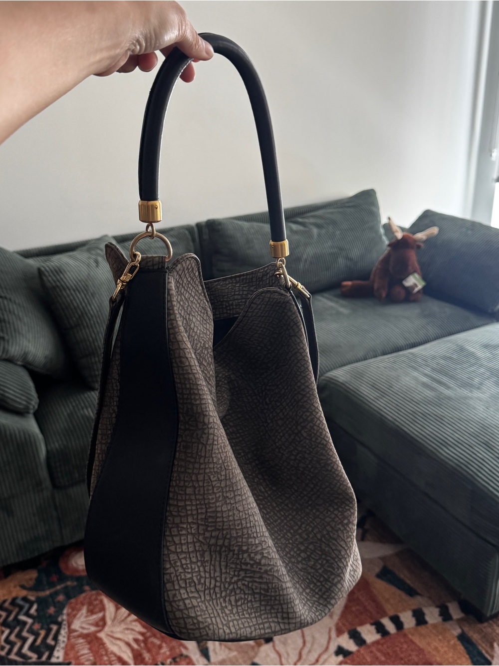 VINTAGE Y2K 2000s ANNE KLEIN LEATHER CROSSBODY HOBO SLOUCH BAG PURSE